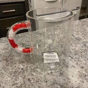 Brand new Starbucks candy cane handle glass mug